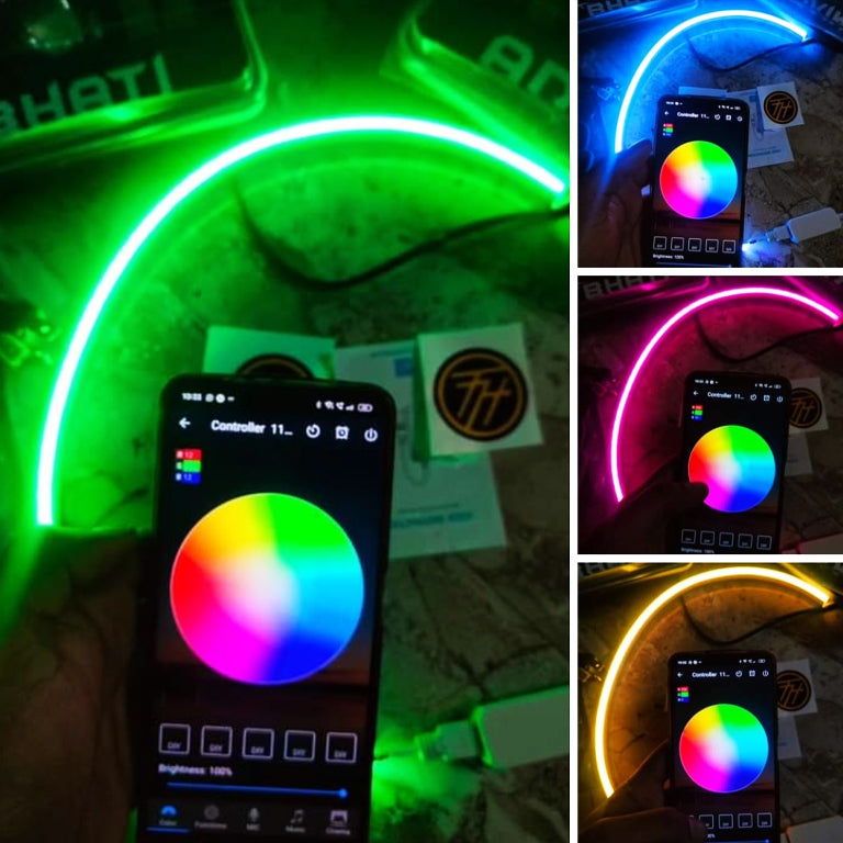 Headlight Smart neon Drl Light For All Bikes(Mobile Controlled