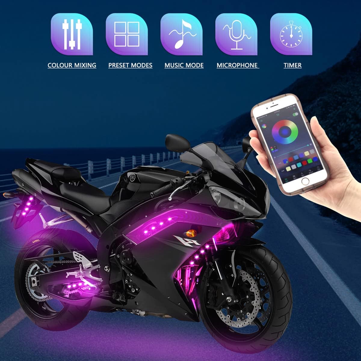 Bike Underbody Colour Changing RGB Light Modified Remote /App
