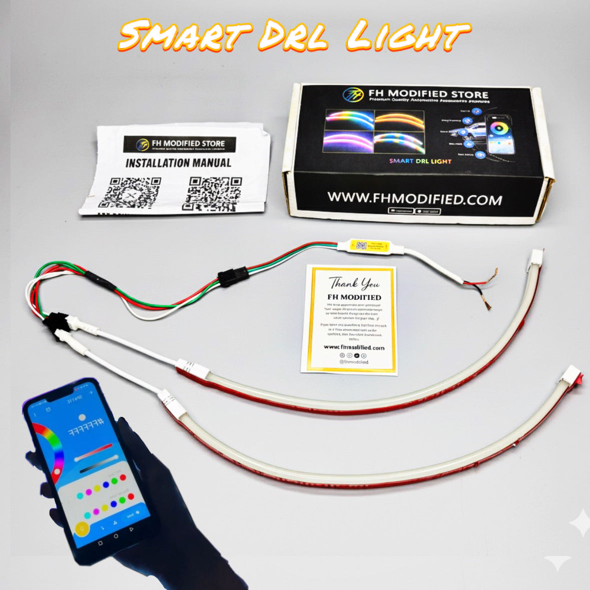 Fully Flexible bluetooth control Smart Drl Light For All Bike Headlights Modification 140+ running mods