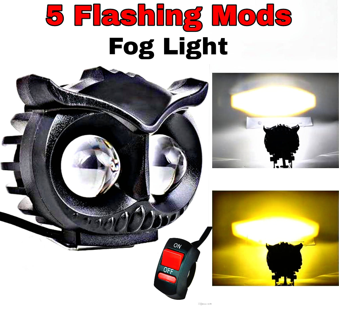 Flashing Mods Owl Shap Fog Light Yellow White Dual Colour Fog Light | FH MODIFIED