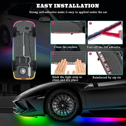 Car Underbody Smart Runnning Mods Chassing Exterior Light | Bluetooth App Controlled 210+ running mods |16 million custom colours