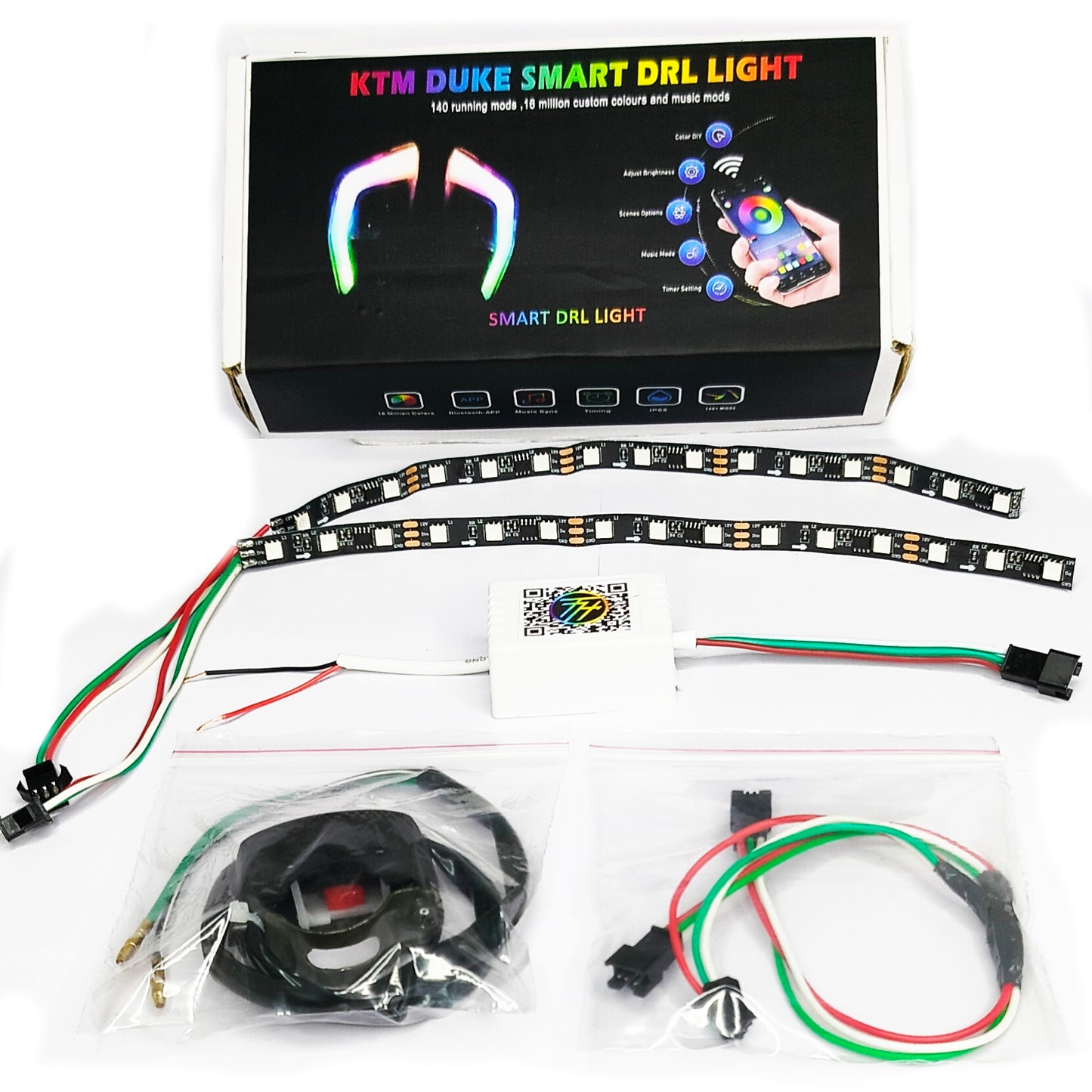 KTM Duke Bluetooth Smart Drl Light For Headlight Modification Fully App  Controlled 140+ Running mods and 16M costum Colours