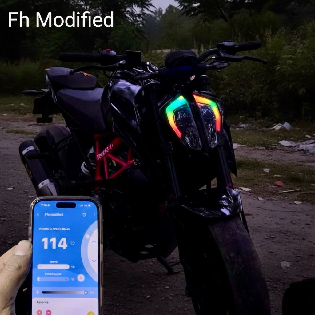KTM Duke Bluetooth Smart Drl Light For Headlight Modification Fully App  Controlled 140+ Running mods and 16M costum Colours