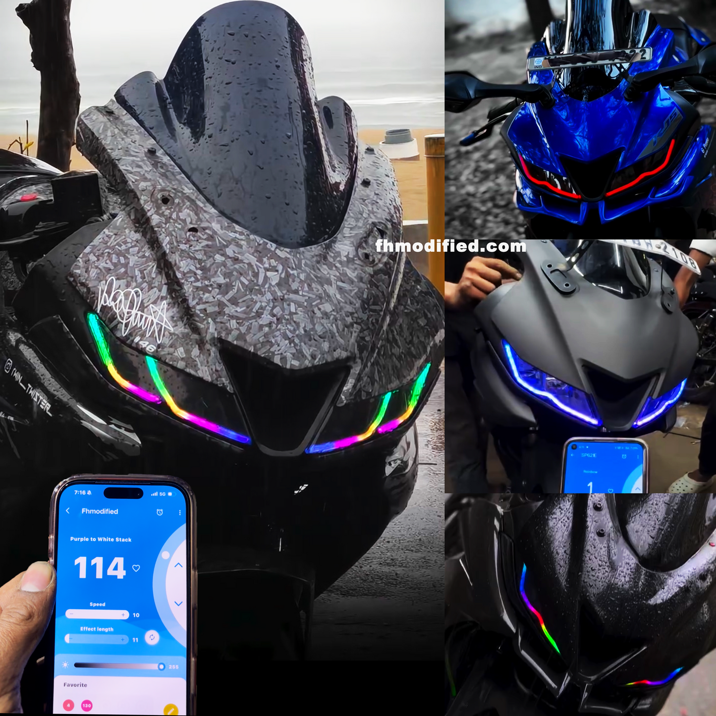 Yamaha R15 V3 Headlight Smart Drl Light Colour Changing & Running Mods Using Bluetooth App